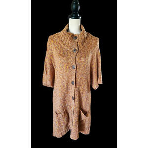 Chico's Additions Burnt Orange & Gold Wool Blend Long Cardigan Sweater 3 or XL
